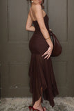 Strapless Ruched Maxi Evening Gown