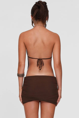 Halter Neck Ruched Casual Dress