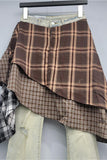 Patchwork Flare Jeans with Layered Skirt