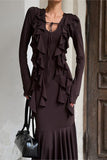 Ruffled Long-Sleeve Casual Dress