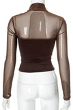 Sheer Panel Long-Sleeve T-Shirt