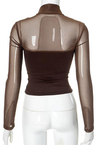Sheer Panel Long-Sleeve T-Shirt