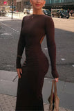 Elegant Long Sleeve Open Back Evening Dress