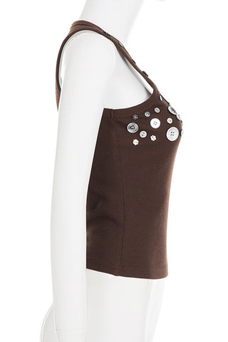 Embellished Square-Neck Tank Top