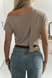 Striped Tie Neck T-Shirt