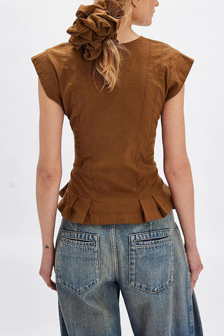 Button-Front Peplum Tank Top