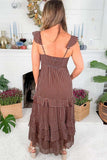 Polka Dot Backless Ruffled Tiered Dress