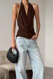 Draped Halter Neck Tank Top