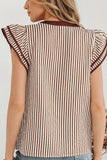Striped Flutter Sleeve Blouse