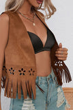 Fringe Detail Vest with Cutout Design