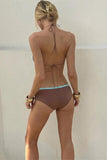 Strappy Bikini Set with Button Accents