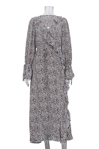 Long Sleeve Printed Casual Dress