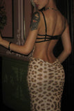 Leopard Print Casual Maxi Dress
