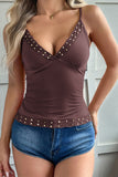 Sequin-Trim Spaghetti Strap Camisole