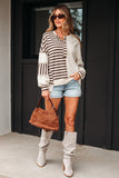 Button-Front Striped Sweatshirt