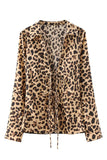 Leopard Print Tie-Front Blouse
