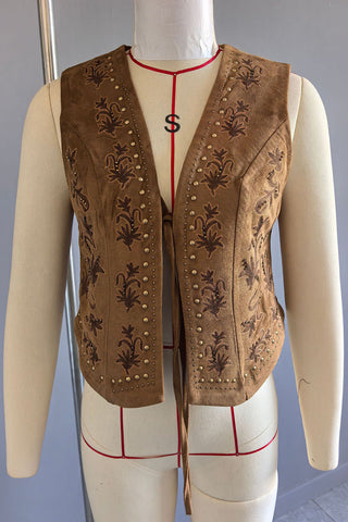 Patterned Tie-Front Vest