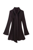 Elegant V-Neck Casual Dress with Scarf Detail