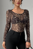 Sheer Leopard Long Sleeve Top