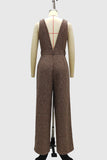 V-Neck Button-Front Jumpsuit