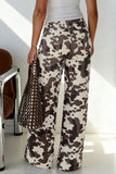 Patterned Wide-Leg Casual Pants