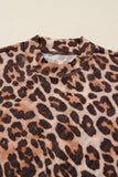 Leopard Print Mock Neck Mesh Top