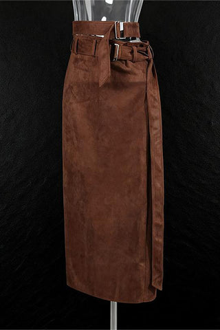 Belted High-Waist Skirt