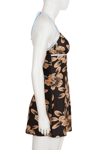 Halter Neck Floral Casual Dress