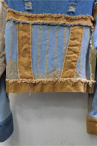 Frayed Patchwork Casual Jacket