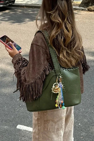 Fringe Jacket with Button-Front Closure