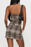 Strapless Plaid Skirt Set