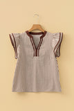 Striped Flutter Sleeve Blouse