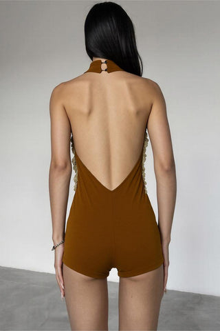 Faux Fur Halter Romper