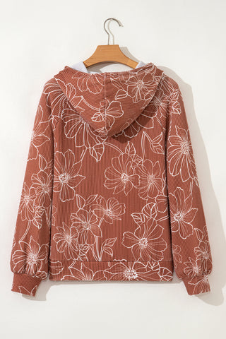 Floral Drawstring Hoodie