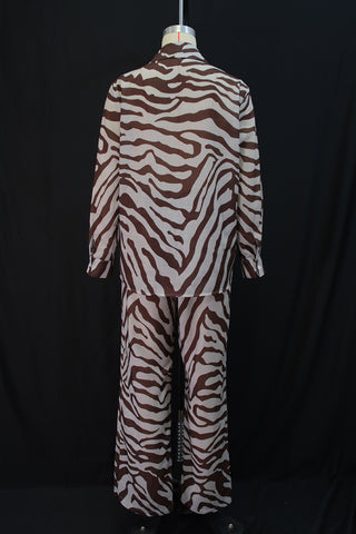 Zebra Print Button-Front Pants Set