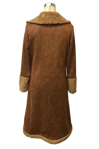 Faux Fur Trim Longline Coat