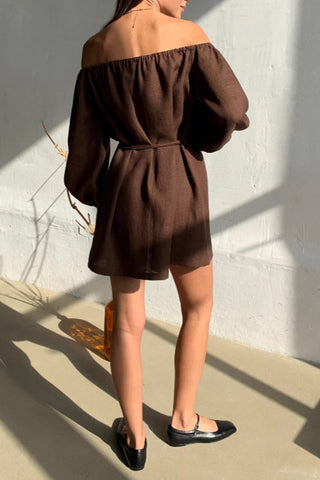 Off-Shoulder Balloon Sleeve Dress