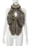 Faux Fur Halter Tank Top