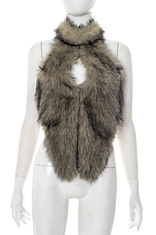 Faux Fur Halter Tank Top