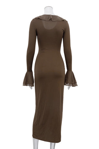 Long-Sleeve Ruffle Casual Dress