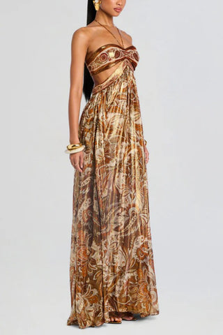 Strapless Paisley Maxi Dress