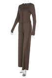 Chic Buttoned Top and Wide-Leg Pant Set