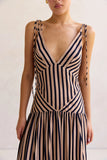 Striped Maxi Dress with Tie Straps