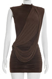 Draped Detail Ruched Mini Dress