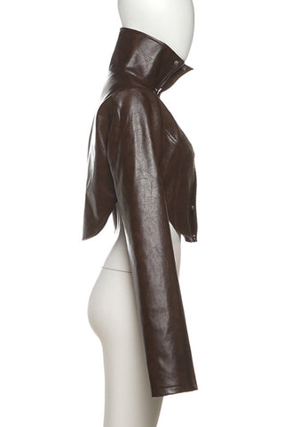 High-Collar Cropped Jacket