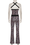Patterned Cross-Back Pants Set