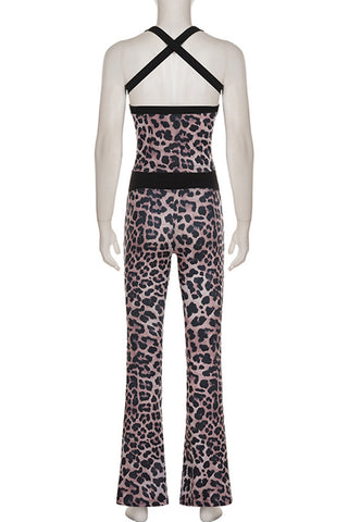Patterned Cross-Back Pants Set