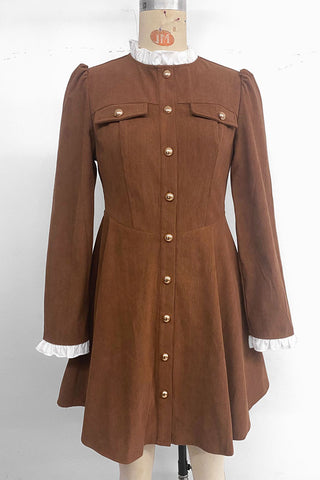 Vintage Button-Front Casual Dress