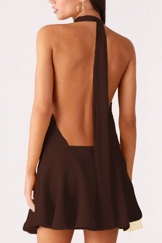 Halter Neck Flare Mini Dress