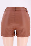 High-Waist Faux Leather Casual Shorts